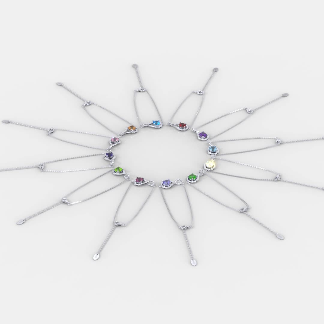 925 Sterling Silver Birthstone Infinity Bracelet Extension Chain