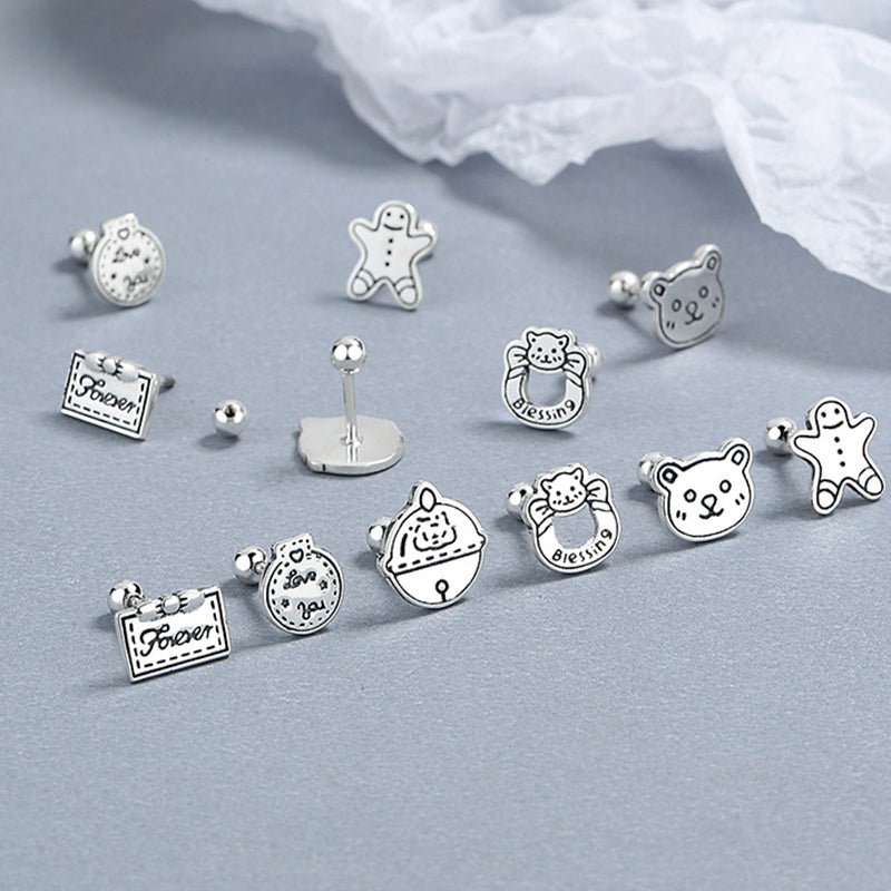 925 Sterling Silver Cute Screw Back Stud Earrings