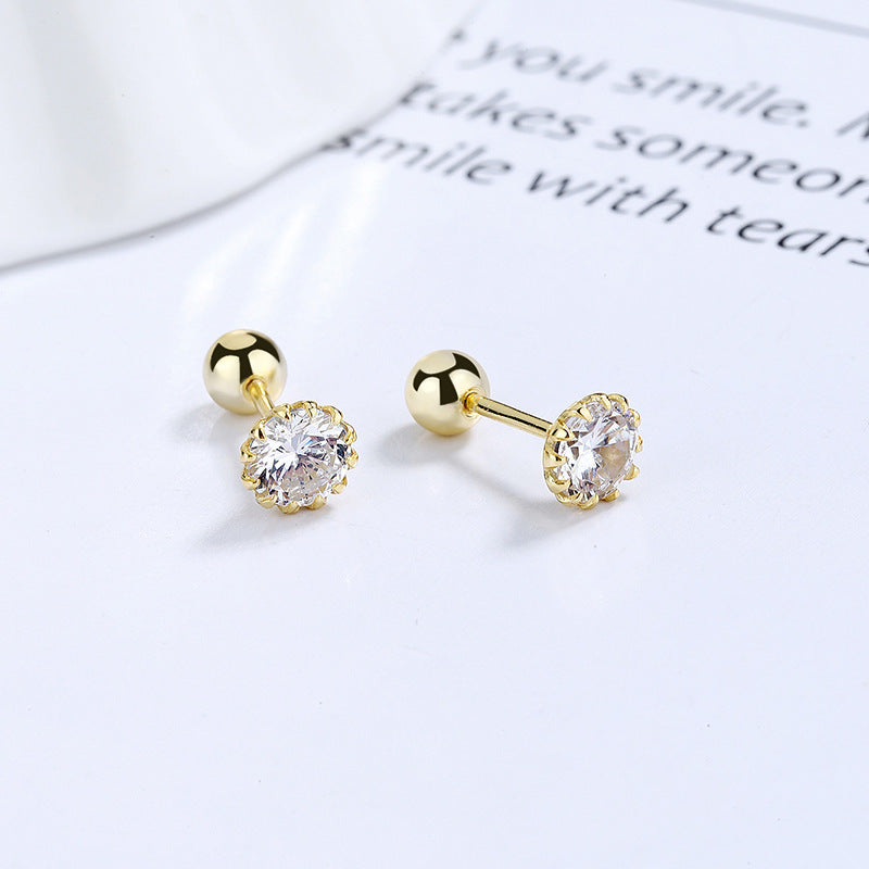 925 Sterling Silver Round Screw Back Stud Earrings
