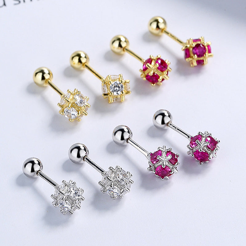 925 Sterling Silver Zircon Screw Back Stud Earrings