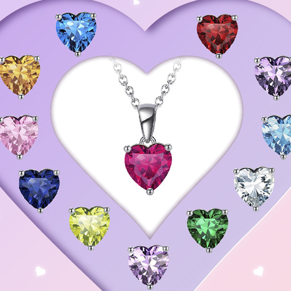 925 Sterling Silver Birthstone Heart Earrings