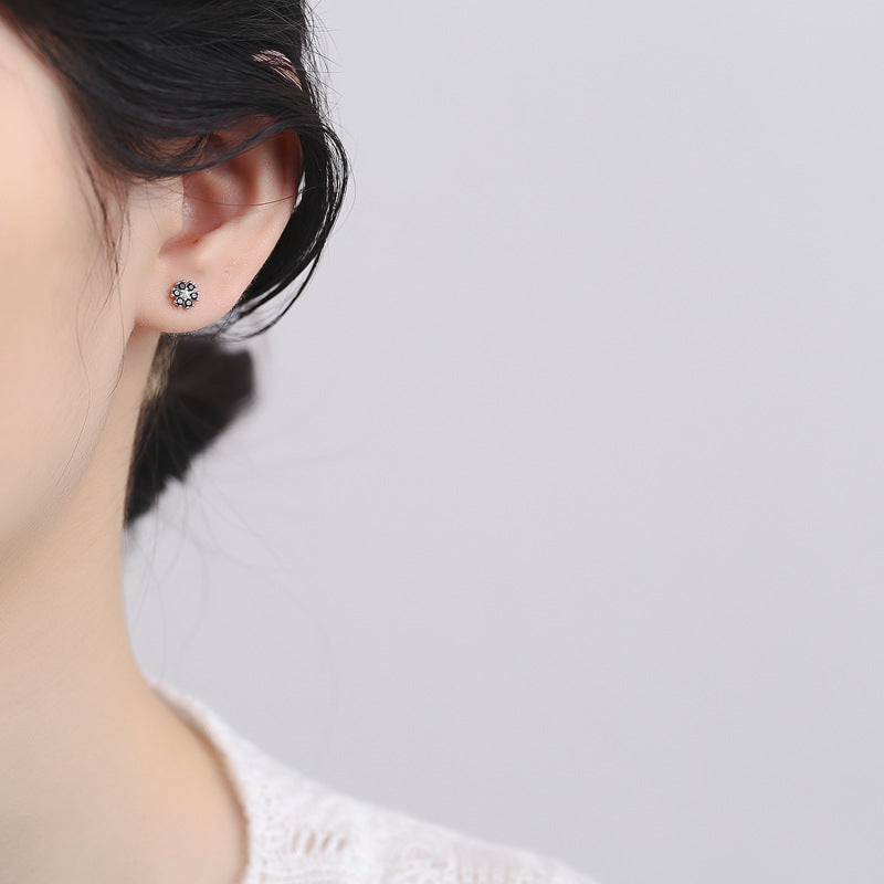 925 Sterling Silver Flower Screw Back Stud Earrings