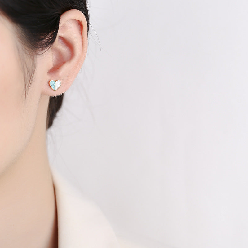 925 Sterling Silver Heart Screw Back Stud Earrings
