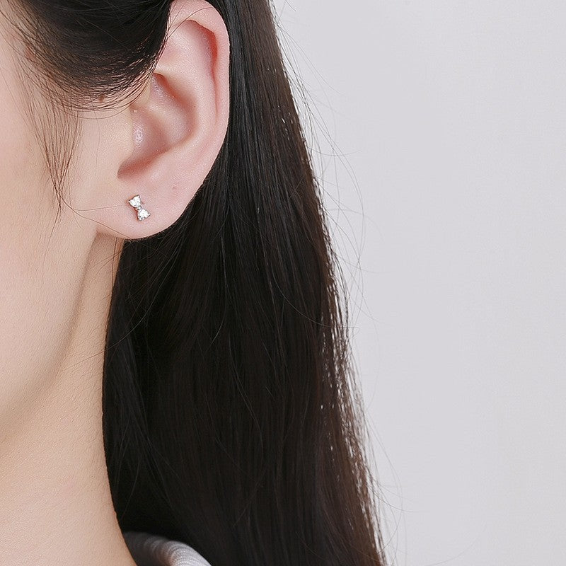 925 Sterling Silver Zircon Screw Back Stud Earrings