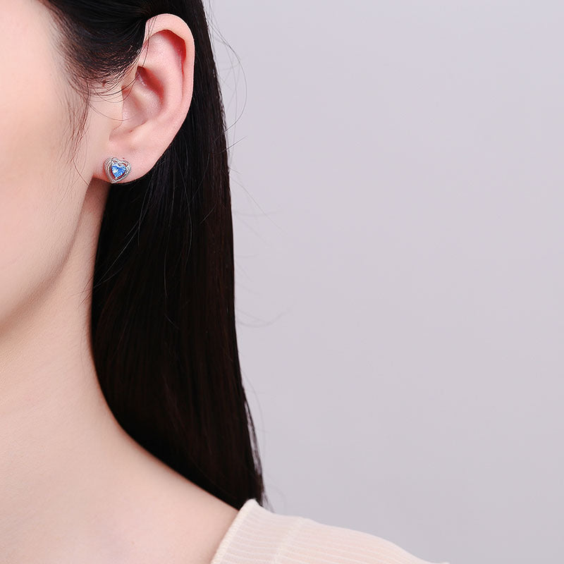 925 Sterling Silver Heart Stud Earrings