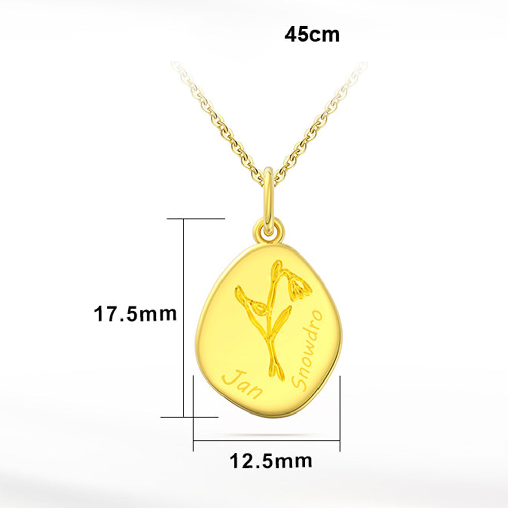 925 Sterling Silver Month Flower Necklace