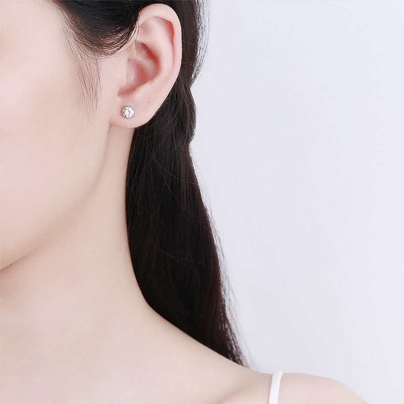 925 Sterling Silver Round Screw Back Stud Earrings