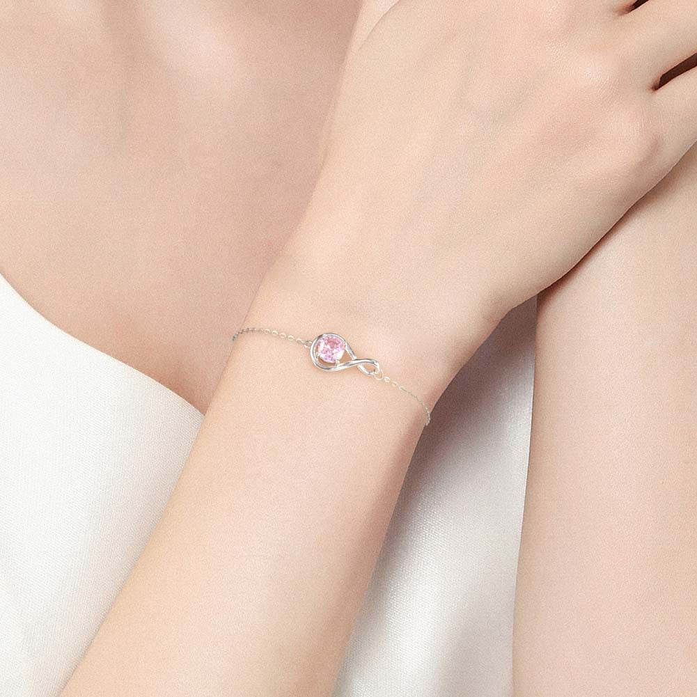 925 Sterling Silver Birthstone Infinity Bracelet Extension Chain