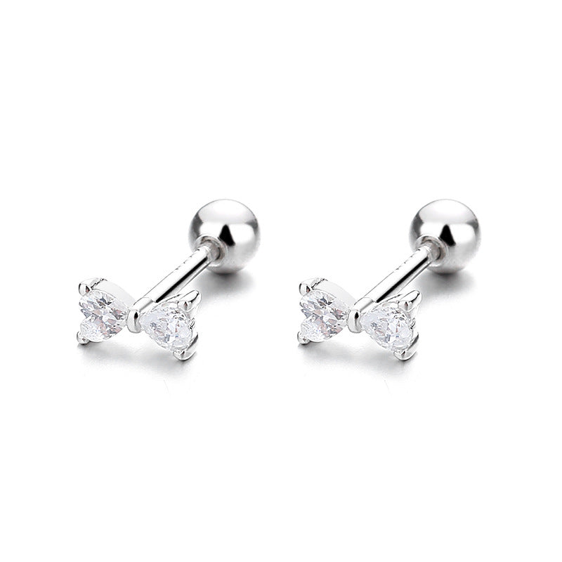 925 Sterling Silver Zircon Screw Back Stud Earrings