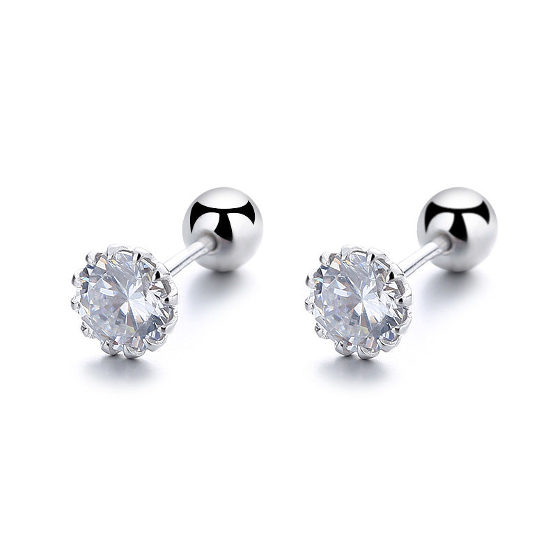 925 Sterling Silver Round Screw Back Stud Earrings
