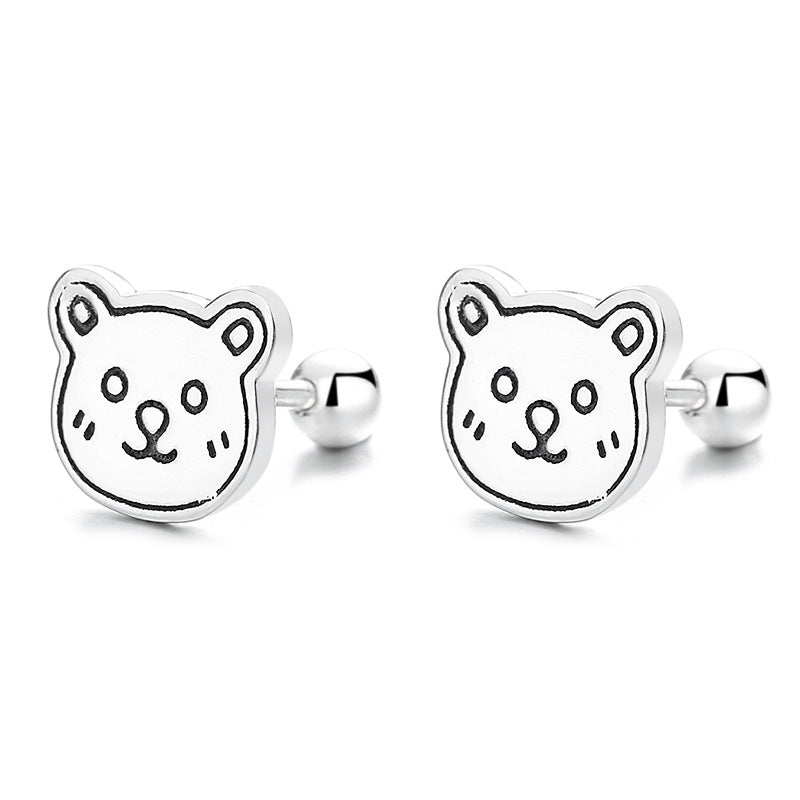925 Sterling Silver Cute Screw Back Stud Earrings