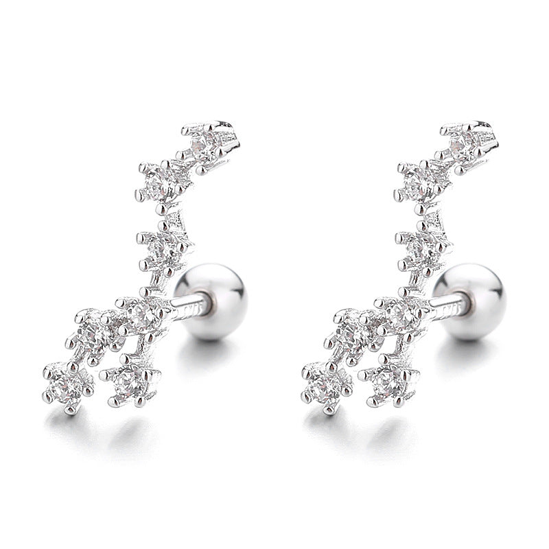 925 Sterling Silver Zodiac Screw Back Stud Earrings