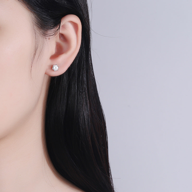 925 Sterling Silver Zircon eart Screwed Earrings