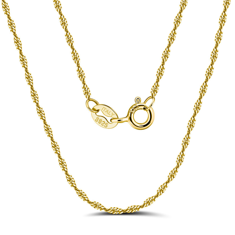 925 Sterling Silver Singapore Chain 1.3mm 1.5mm 1.8mm 2.0mm 2.8mm