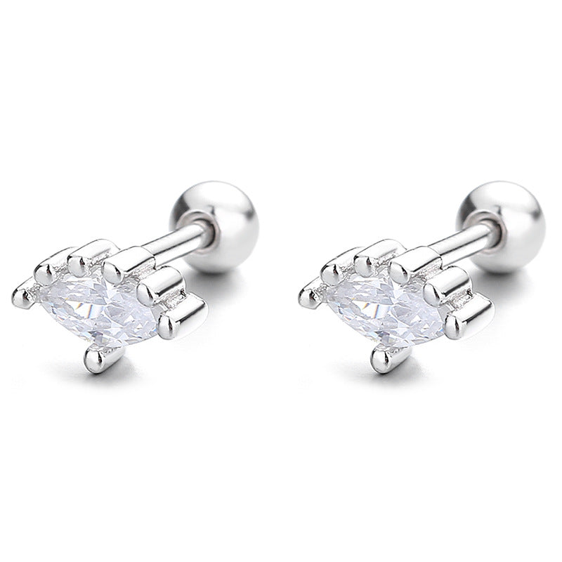 925 Sterling Silver Fan Screw Back Stud Earrings