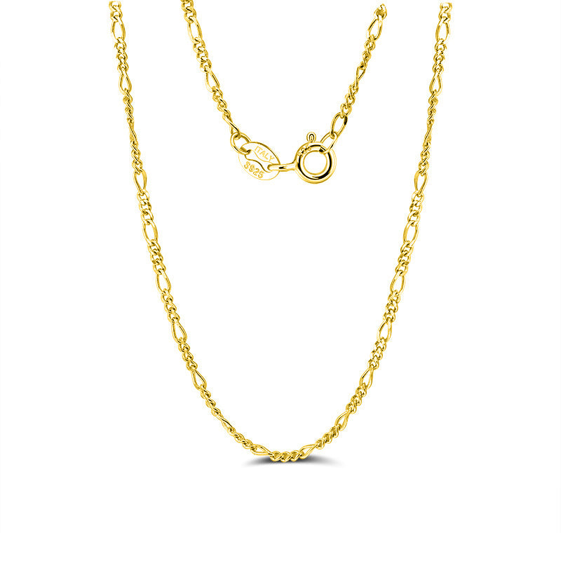 925 Sterling Silver Figaro Chain 1.7mm 3.3mm 4.0mm 5.0mm 6.5mm 7.1mm