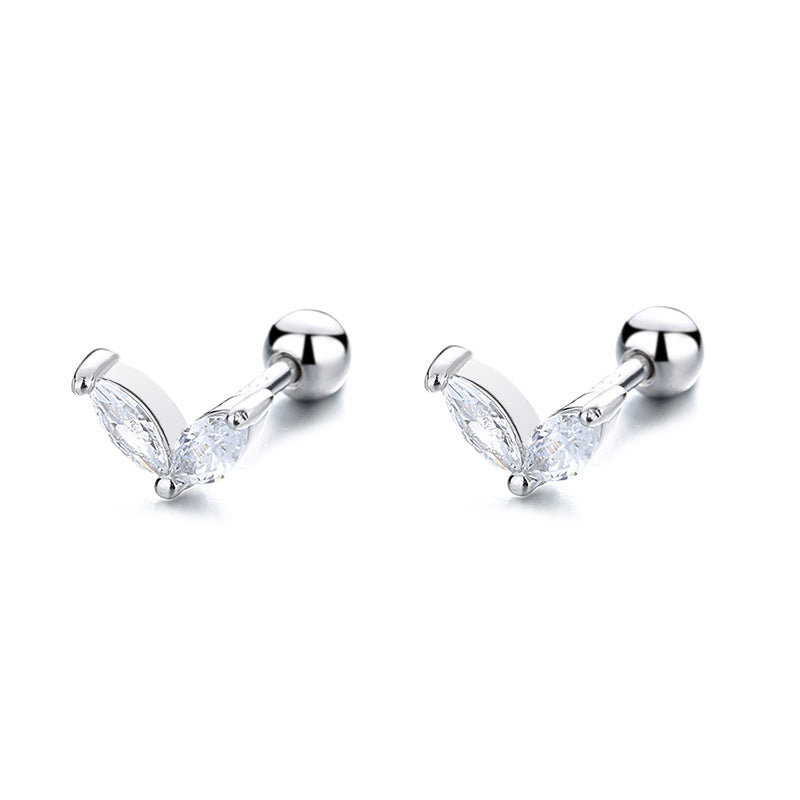 925 Sterling Silver Heart Screwed Earrings