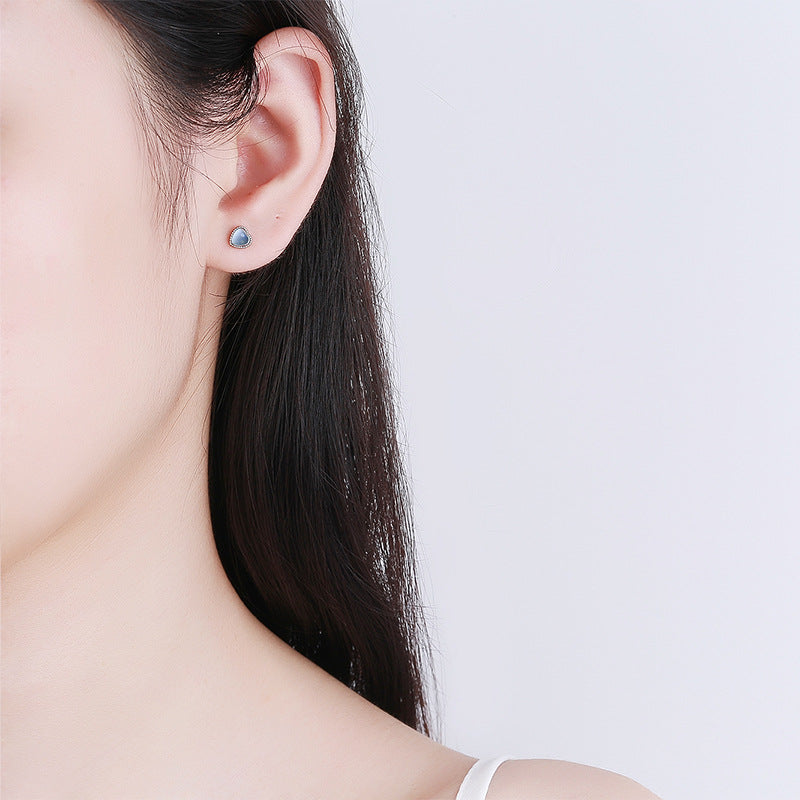 925 Sterling Silver Moonstone Screwed Earrings