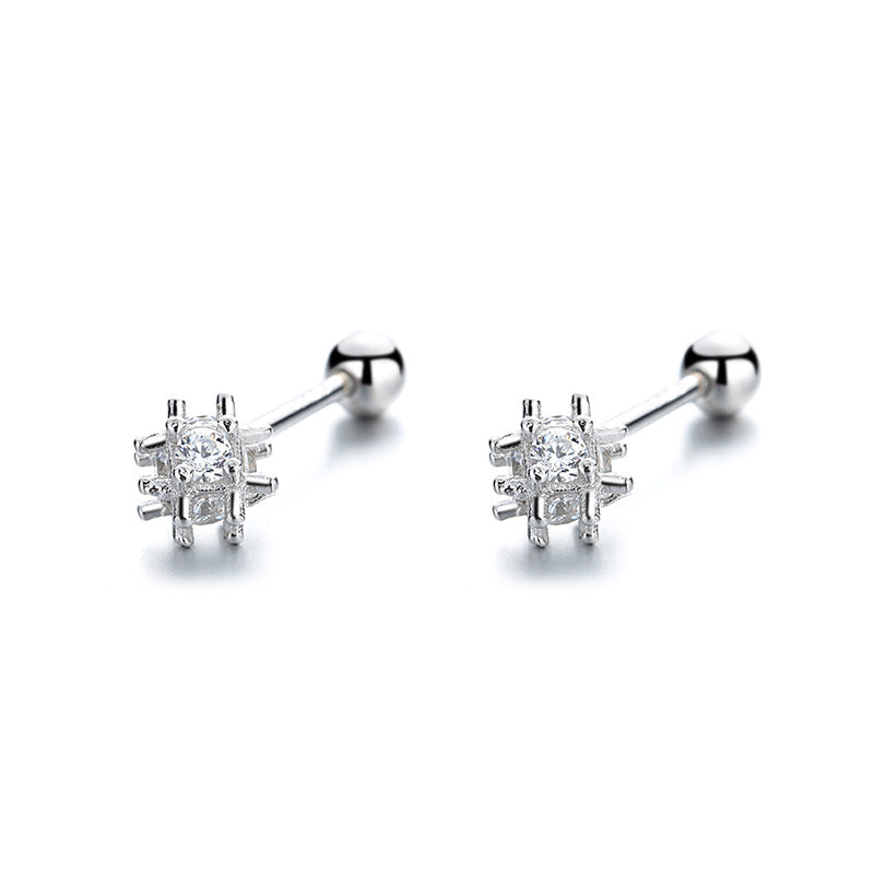 925 Sterling Silver Zircon Screw Back Stud Earrings