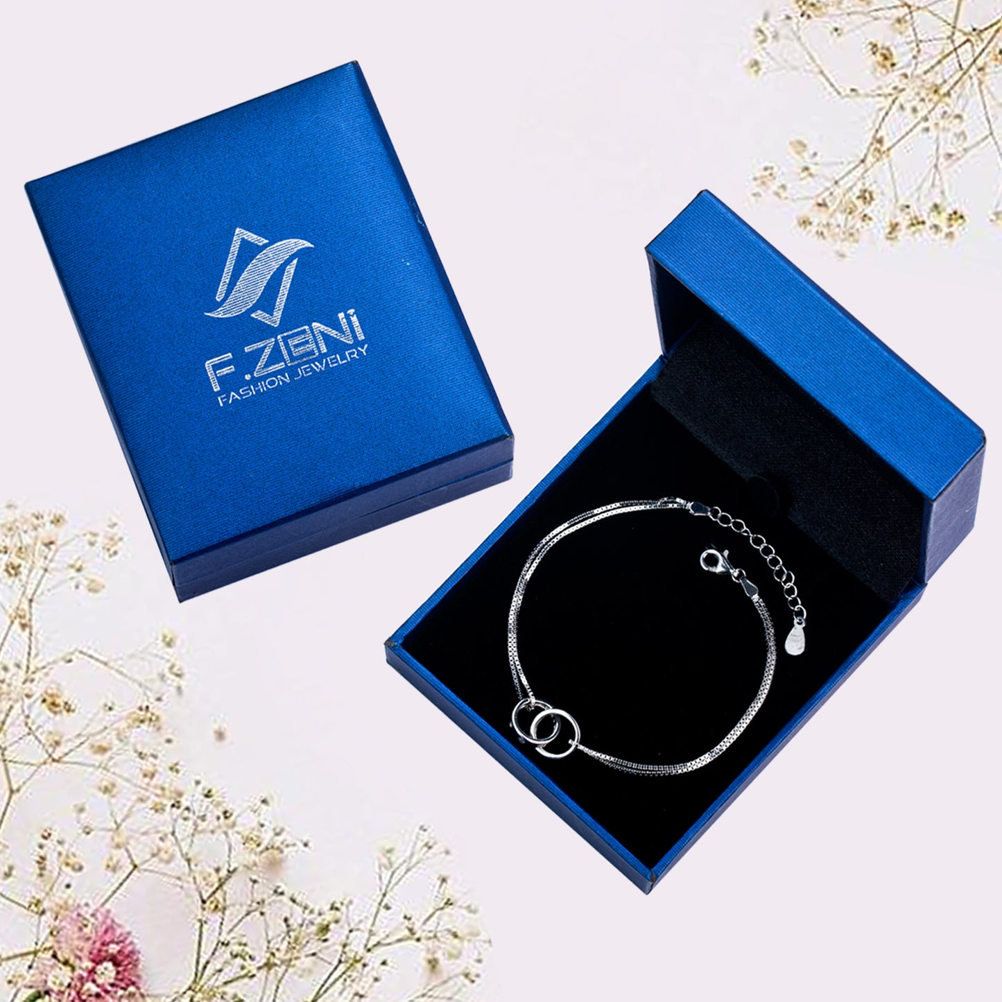 925 Sterling Silver Love Ring Bracelet Jewelry Gift for Women Girls