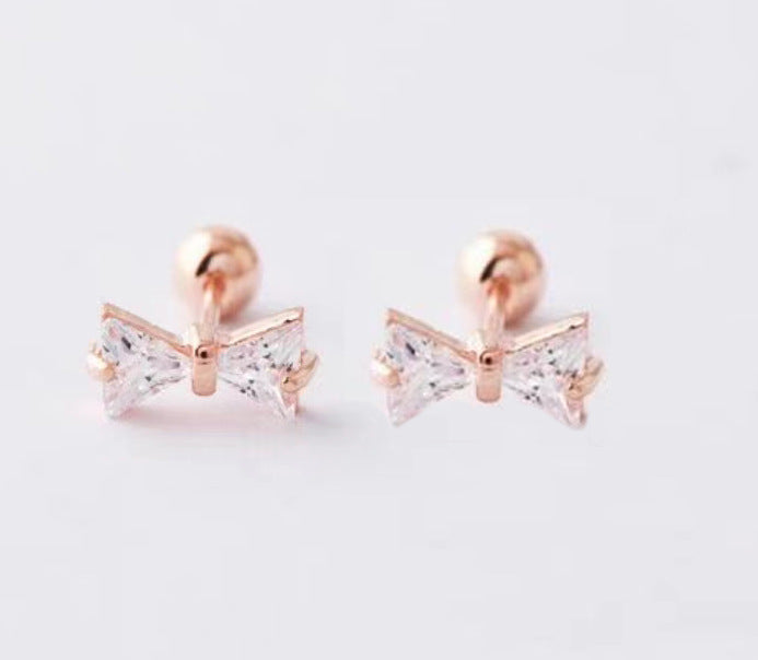 925 Sterling Silver Zircon Screw Back Stud Earrings