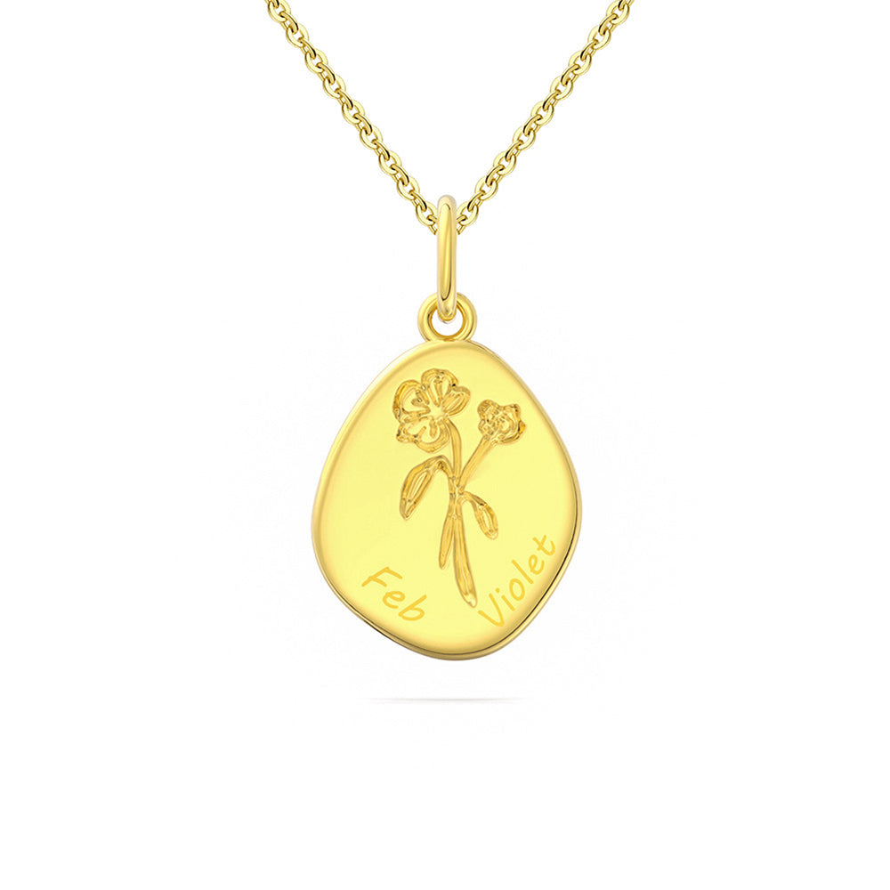 925 Sterling Silver Month Flower Necklace
