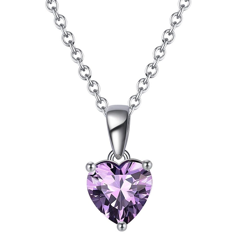 925 Sterling Silver Birthstone Heart Necklace