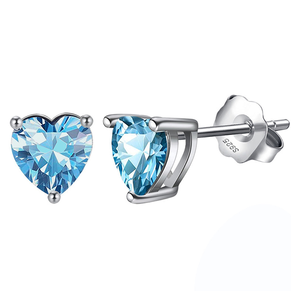 925 Sterling Silver Birthstone Heart Earrings