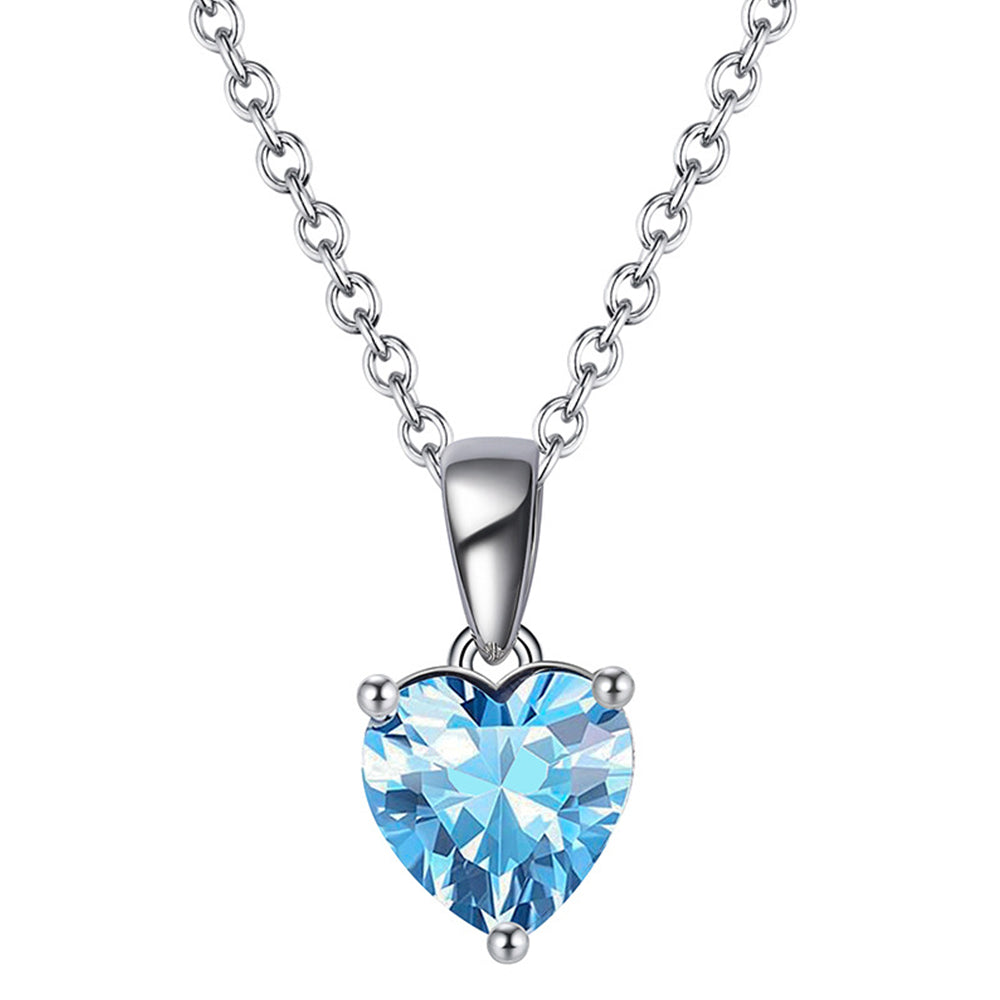 925 Sterling Silver Birthstone Heart Necklace