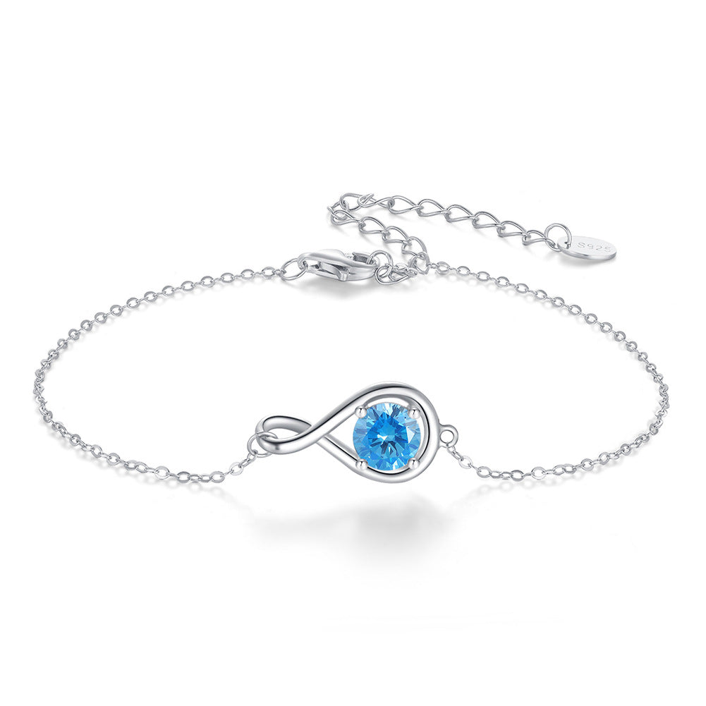 925 Sterling Silver Birthstone Infinity Bracelet Extension Chain