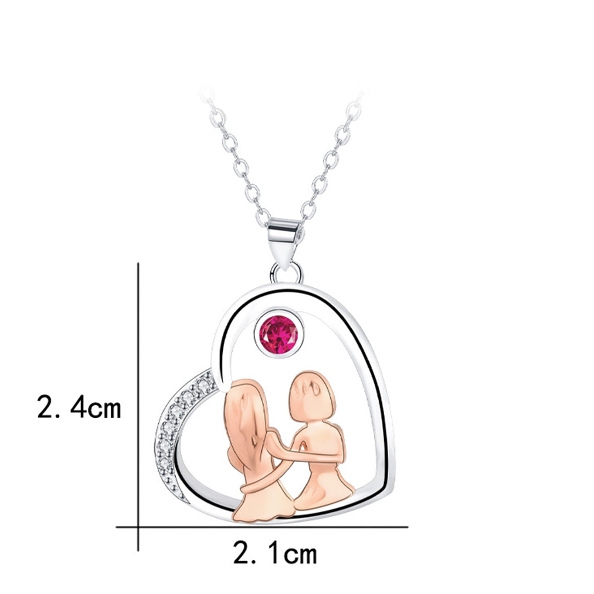 Copper With Silver/Rosegold Plated Heart Pendant Necklace