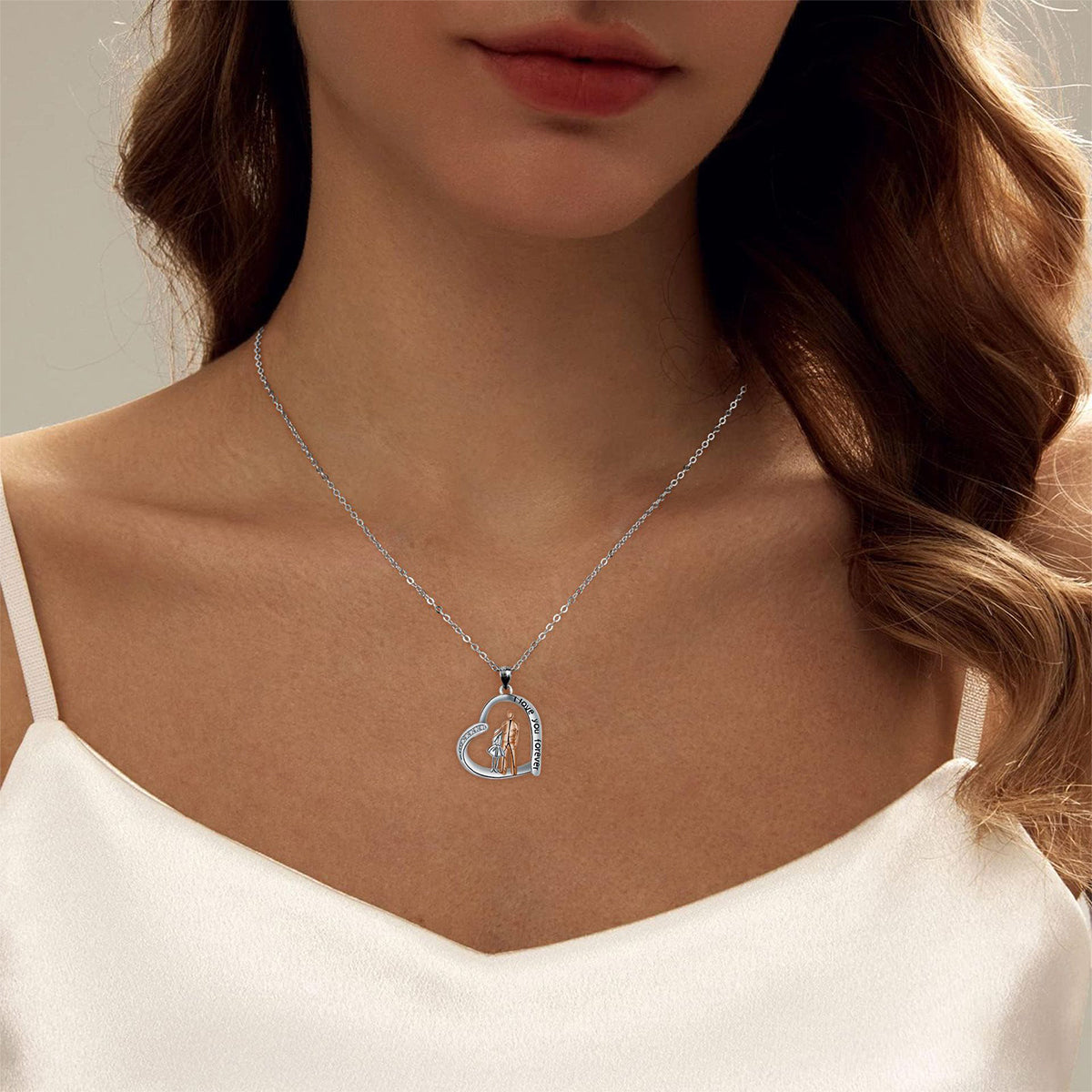 Copper With Silver/Rosegold Plated Heart Pendant Necklace