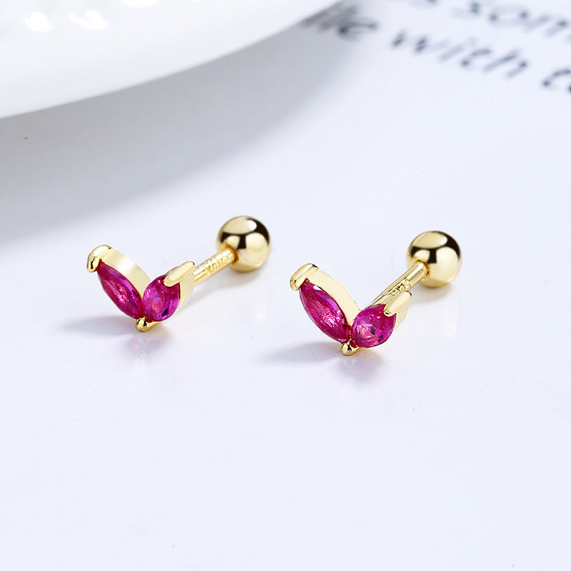 925 Sterling Silver Heart Screwed Earrings