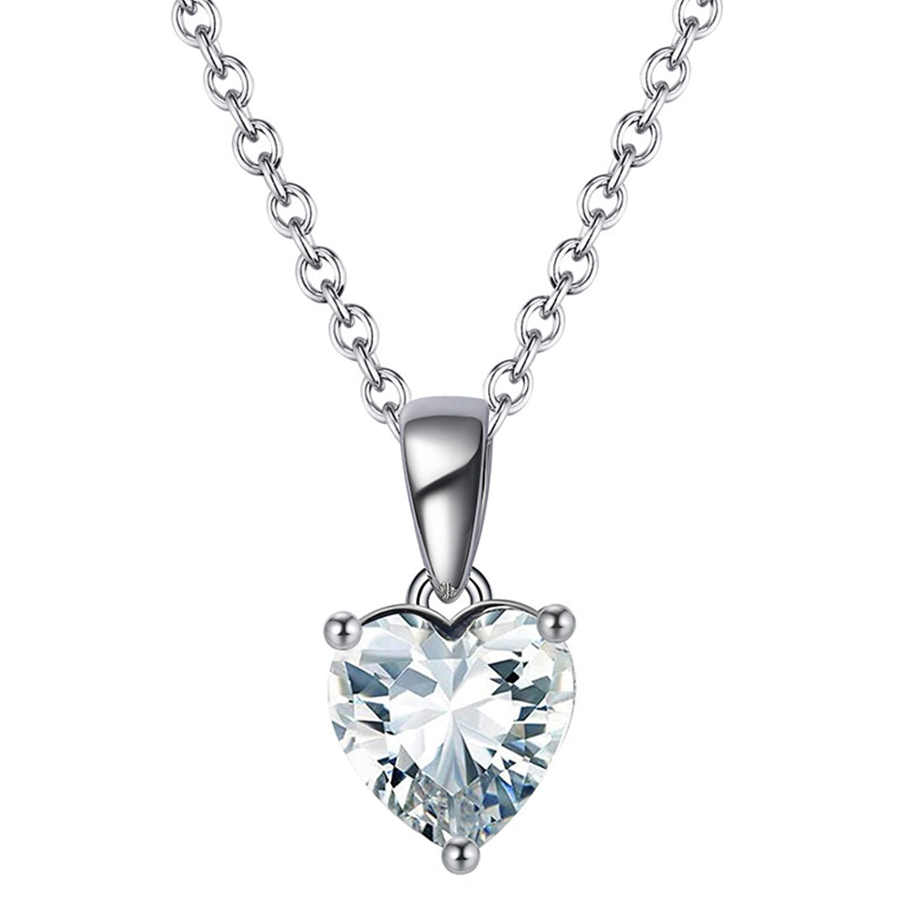 925 Sterling Silver Birthstone Heart Necklace