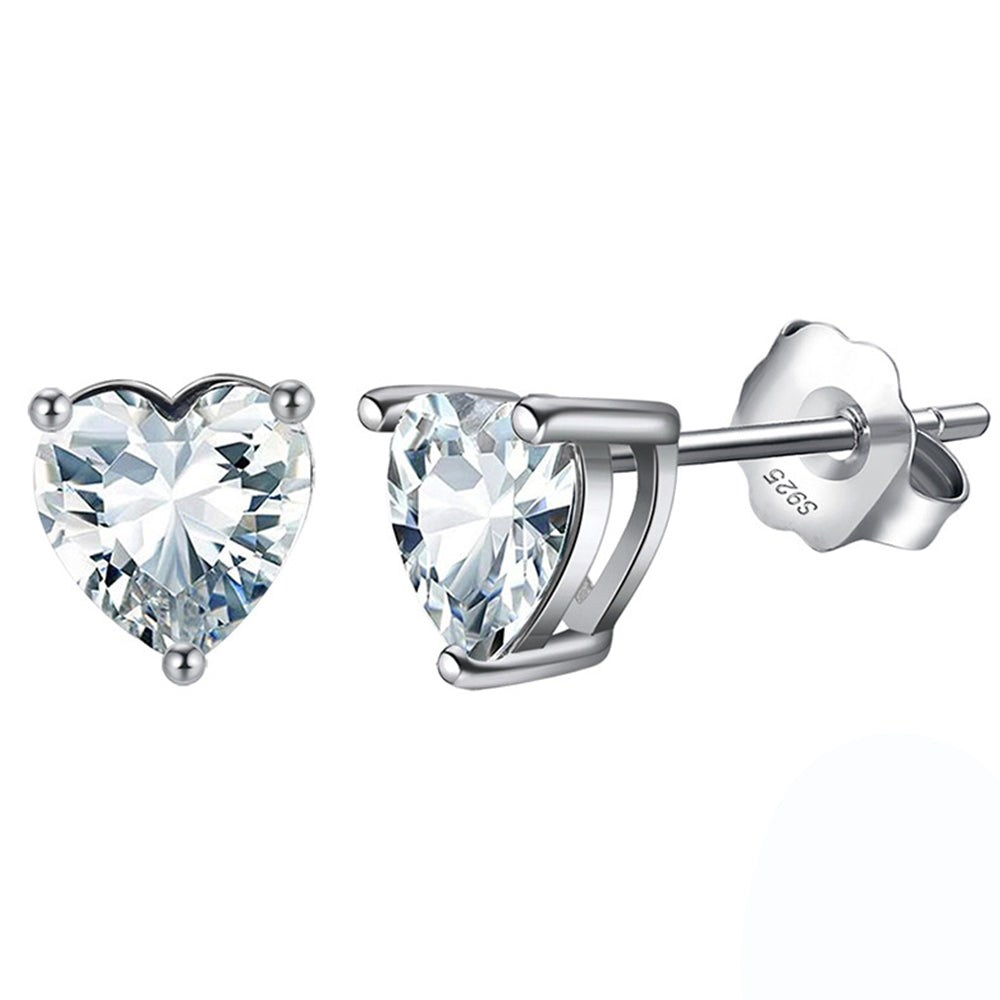 925 Sterling Silver Birthstone Heart Earrings