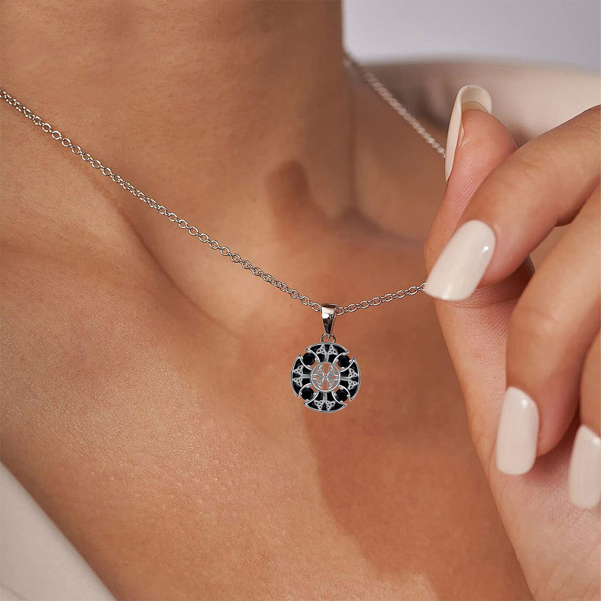 Copper With Silver Plated Circle Knot Pendant Necklace