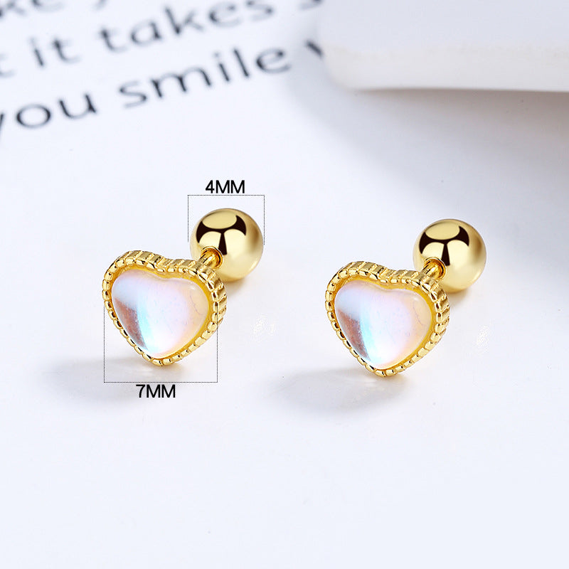 925 Sterling Silver Moonstone Screwed Earrings