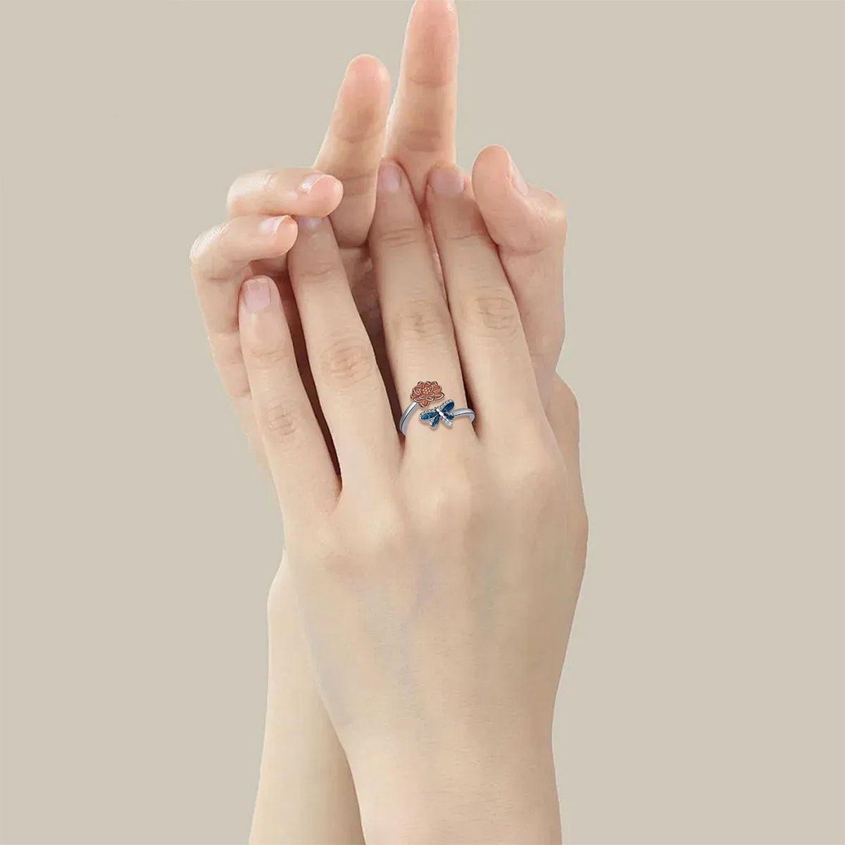 Copper With Silver/Rosegold Plated Dragonfly Fashion Ring