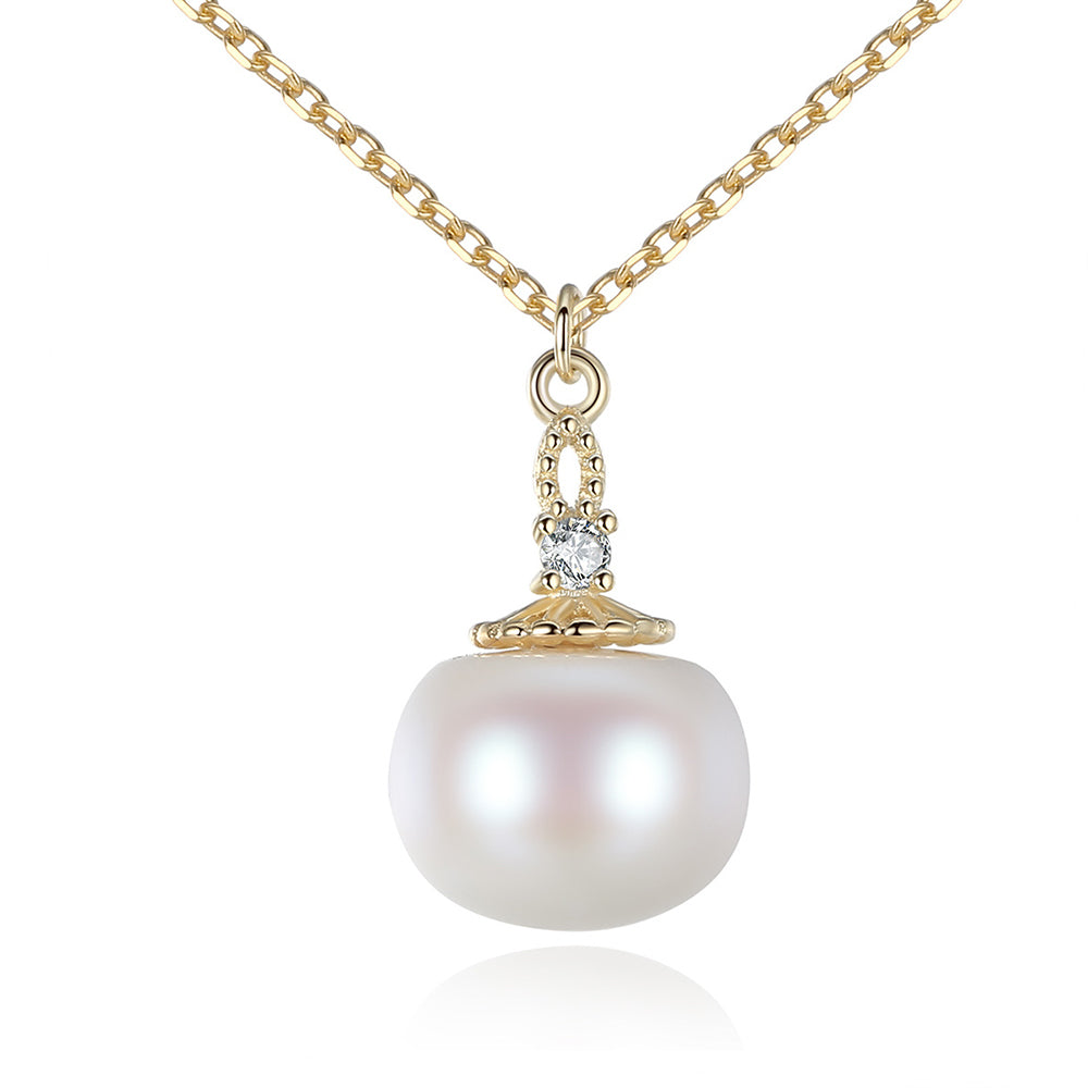 925 Sterling Silver Natural Pearl Drop Necklace Fashion Jewelry Gift for Women Girls