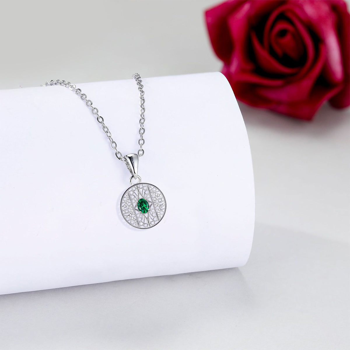 Copper With Silver Plated Circle Pendant Necklace