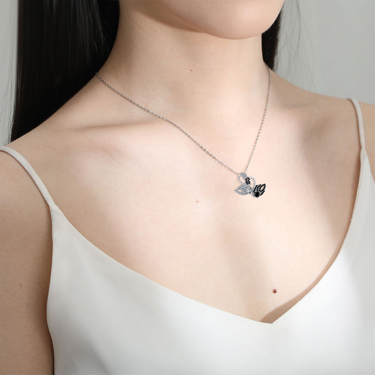 Copper With Silver Plated Swans Pendant Necklace
