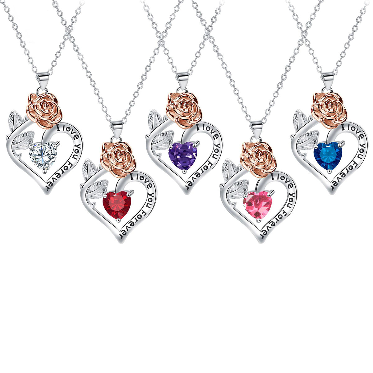 Copper With Silver/Rosegold Plated Heart Pendant Necklace