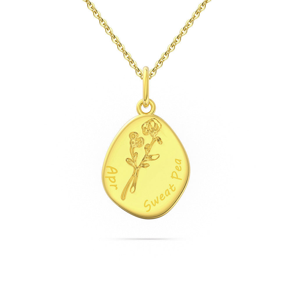 925 Sterling Silver Month Flower Necklace