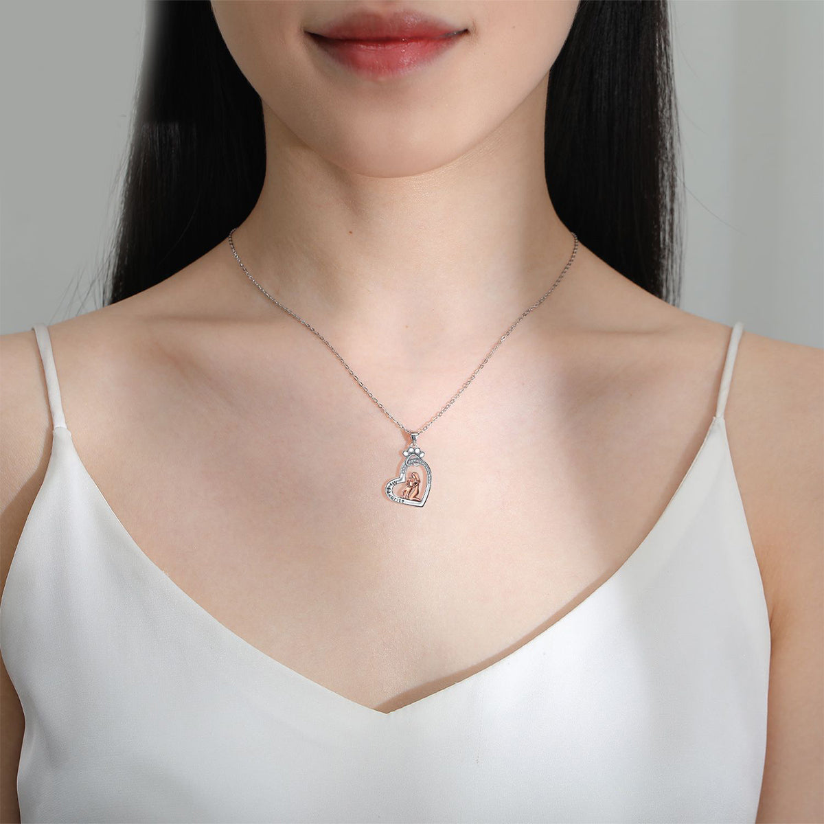 Copper With Silver/Rosegold Plated Heart Pendant Necklace for Women