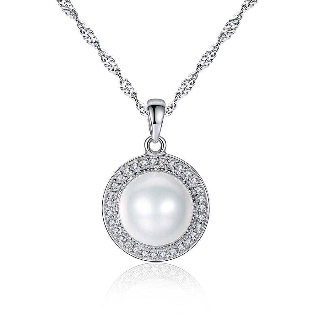 925 Sterling Silver Natural Pearl Drop Necklace Fashion Jewelry Gift for Women Girls