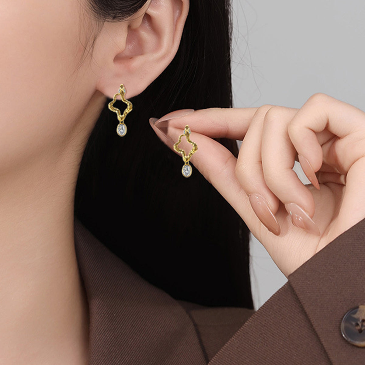 Copper With Gold Plated Fashion Jewelry Earrings