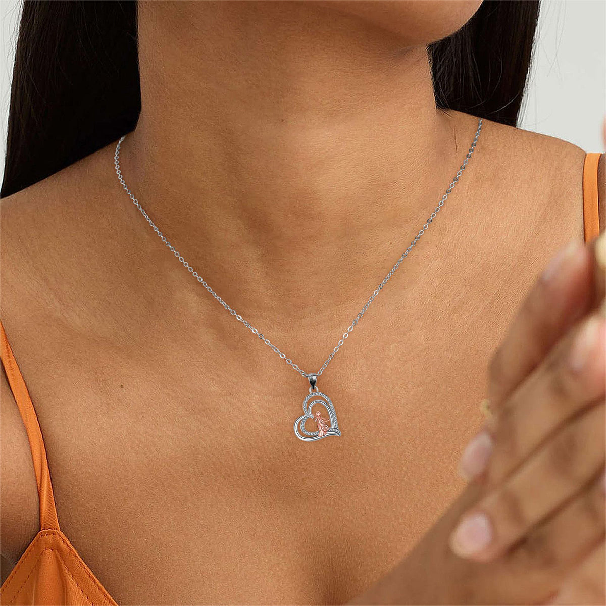 Copper With Silver/Rosegold Plated Heart Pendant Necklace