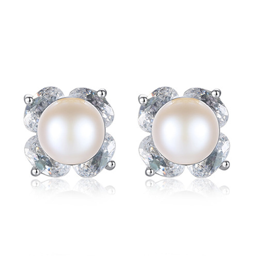 925 Sterling Silver Natural Pearl Drop Earrings Fashion Jewelry Gift for Women Girls
