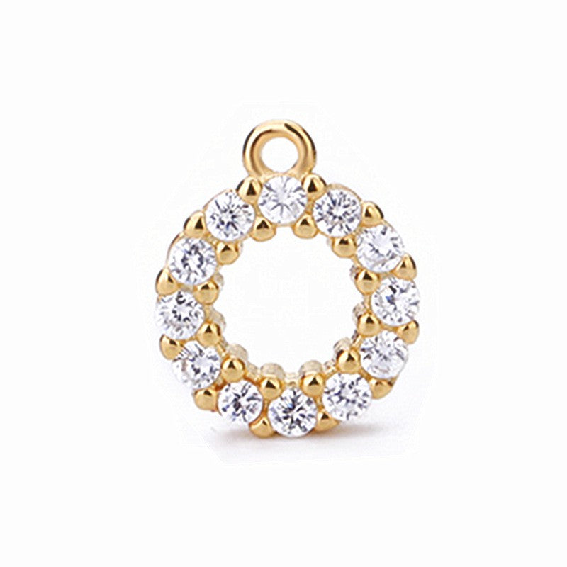 925 Sterling Silver Zircon Circle Charm For Jewelry DIY