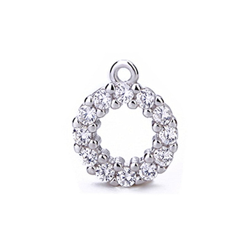 925 Sterling Silver Zircon Circle Charm For Jewelry DIY
